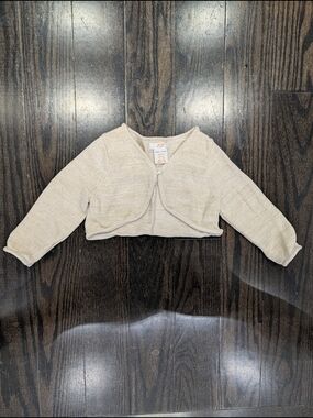 5/$35 Joe Fresh Cream Sparkle Bolero 12-18M Gold Knit Cardigan